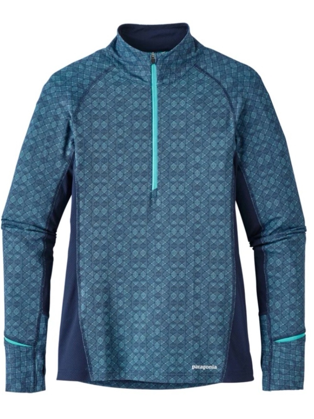 Patagonia Worn Wear All Weather Woman’s Blue Geo-Print Quarter-Zip Pullover